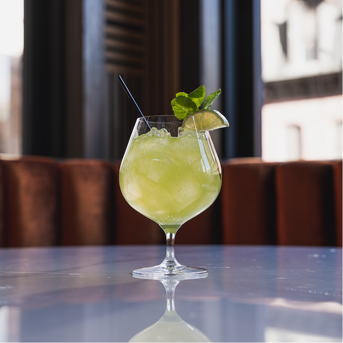 Signature lime cocktail with mint